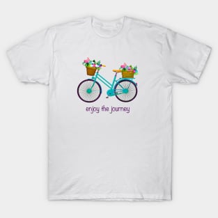 "Enjoy the Journey" Bike with Flower Baskets T-Shirt